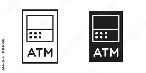 ATM machine icon vector illustration on a transparent background.