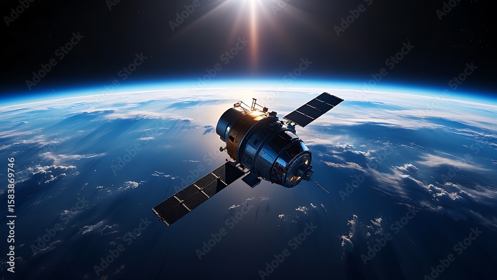 Fototapeta premium Advanced Satellite Technology Orbiting Earth Providing Global Communication Services and Scientific Exploration Opportunities