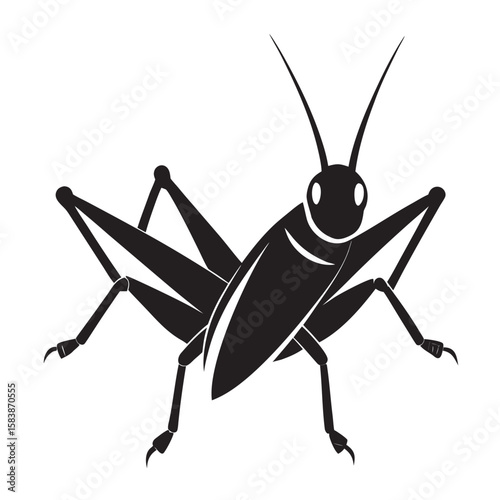 Black grasshopper insect vector graphic icon