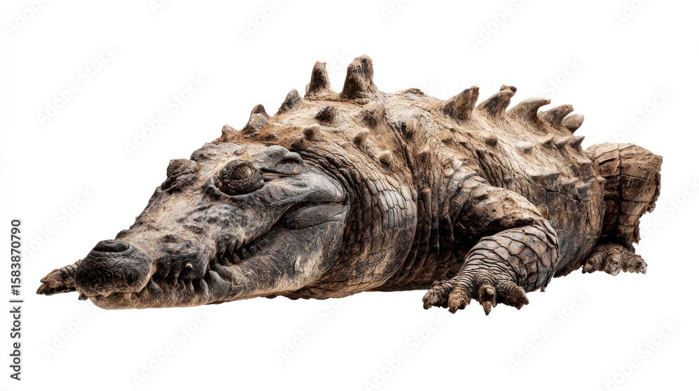 Obraz premium A large crocodile resting, angled view