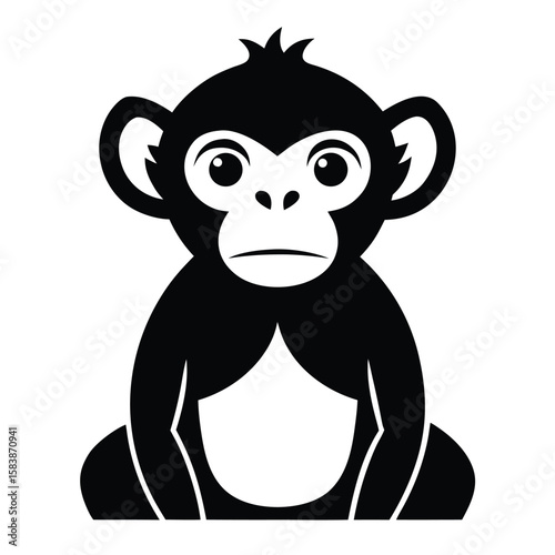 Black monkey icon simple vector illustration primate animal
