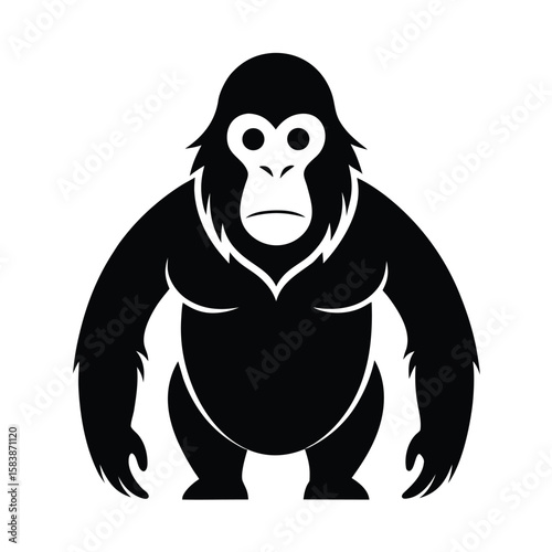 Black orangutan silhouette vector icon