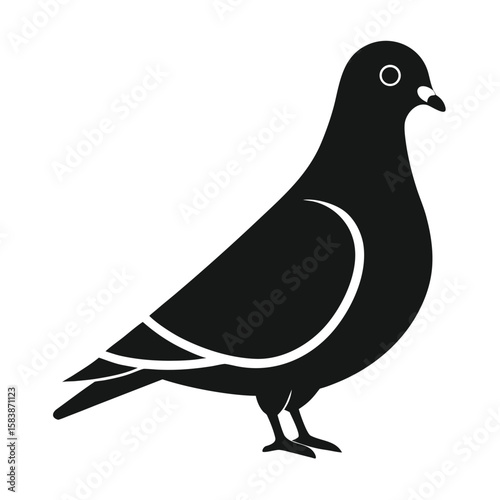 Black pigeon silhouette vector icon simple design