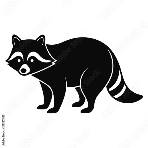 Black raccoon vector icon animal wildlife