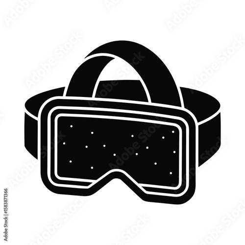 Stylized goggle silhouette with speckled lens and headband