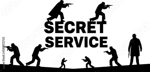 A black and white illustration,  detective work, vector