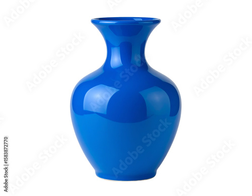 A shiny blue vase isolated on a transparent background