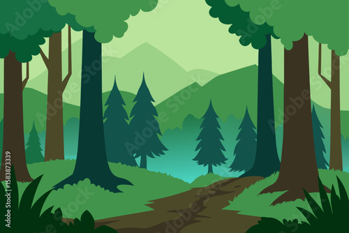 Ancient Forest Clearing Surrounded by Towering Trees