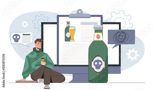 Alcohol awareness and health warning concept. Vector illustration