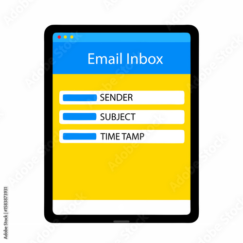 Email icon with inbox display and yellow background
