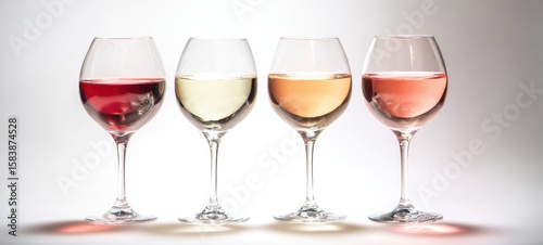 The elegant display of assorted wine glasses showcasing vibrant colors and flavors.