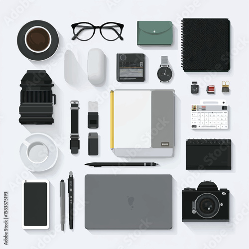 premium isolated in White Background, premium vector, Flat lay vector illustration