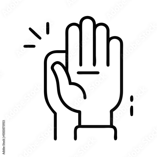 Hand raised for swearing-in ceremony with outline style and symbols  