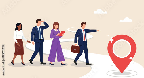 Leadership Navigating Path to Success A Diverse Team Pursuing Goals Together 