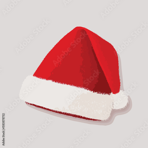 santa claus hat isolated in White Background, santa claus hat vector, Flat lay vector illustration