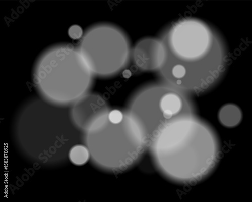 Colorful defocused round lights arranged randomly with soft glow and deep contrast. Smooth circular silhouettes create vibrant digital texture and hazy ambient style.