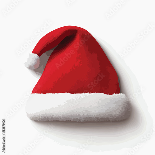 santa claus hat isolated in White Background, santa claus hat vector, Flat lay vector illustration