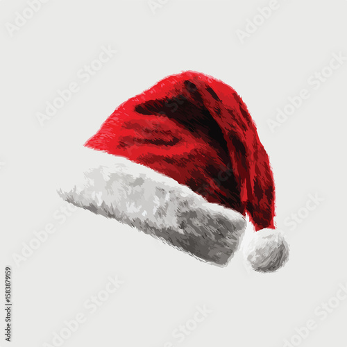 santa claus hat isolated in White Background, santa claus hat vector, Flat lay vector illustration