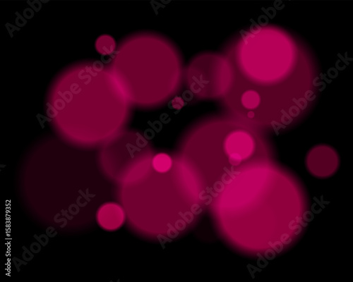 Colorful defocused round lights arranged randomly with soft glow and deep contrast. Smooth circular silhouettes create vibrant digital texture and hazy ambient style.