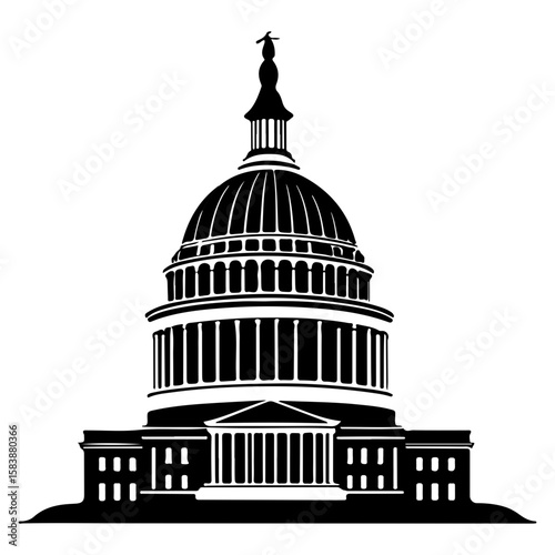 US Capitol Building Landmark Silhouette Vector