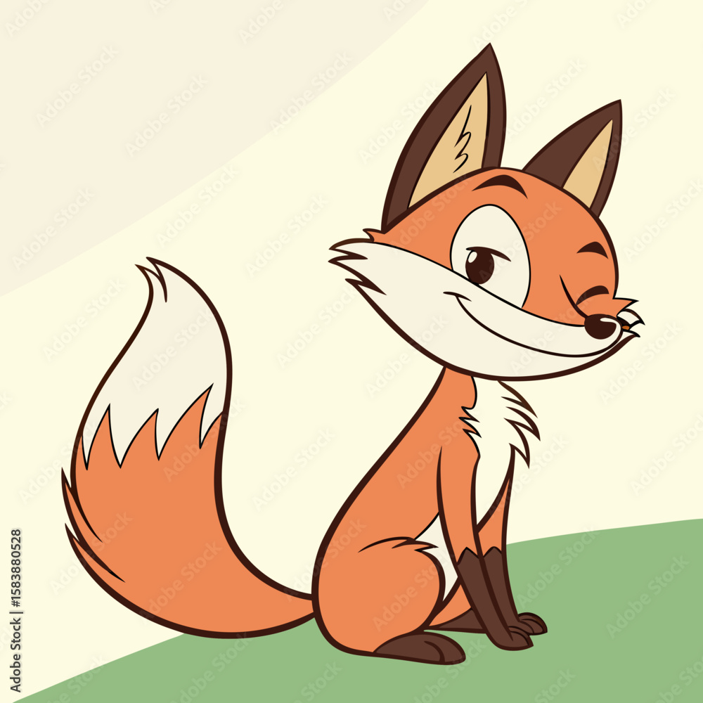 Obraz premium red fox cartoon, Fox winking