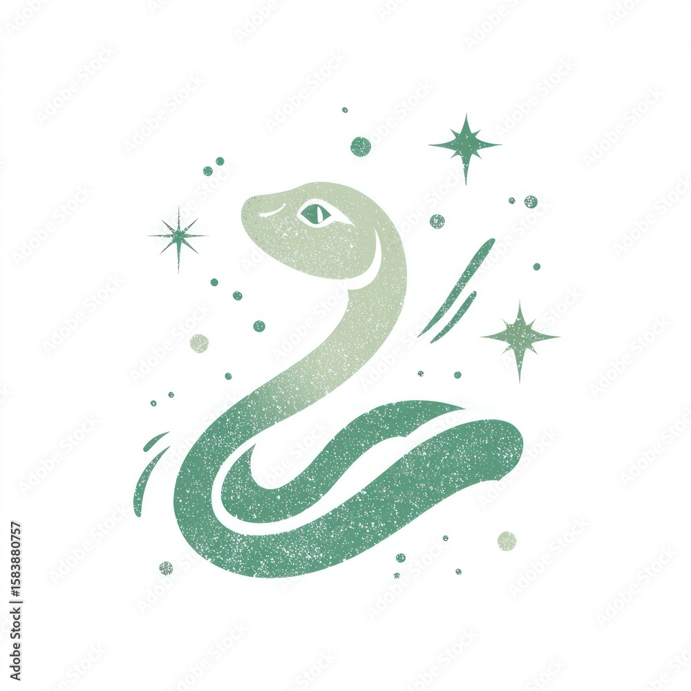 Fototapeta premium Serpentine design with celestial accents