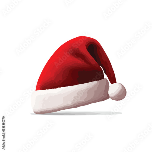santa hat isolated in White Background, santa hat vector, Flat lay vector illustration 