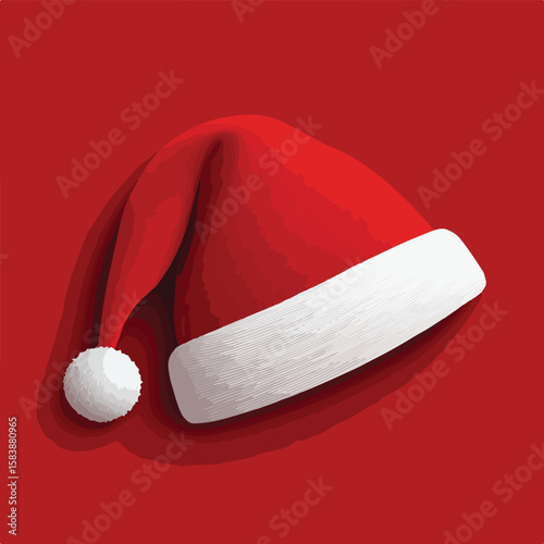 santa hat isolated in White Background, santa hat vector, Flat lay vector illustration 