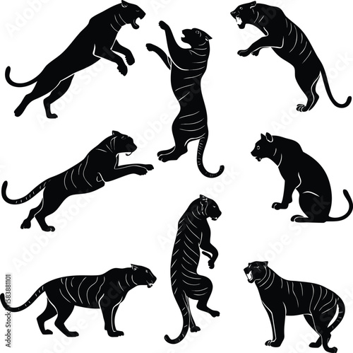 Black Panther Silhouette Set – Wild Cat Animal Poses Collection
