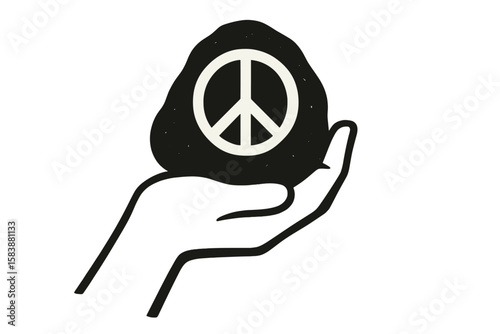 Line art icon of rock & roll, heavy metal, and sign of the horns for application and website use