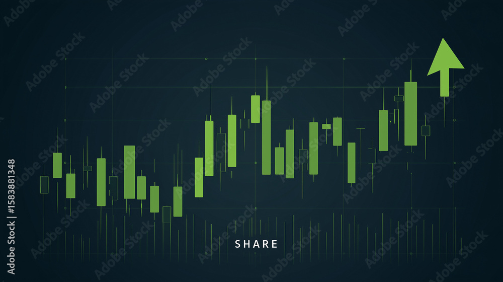 Naklejka premium Market growth graph analysis financial sector data visualization digital environment aerial view economic trends