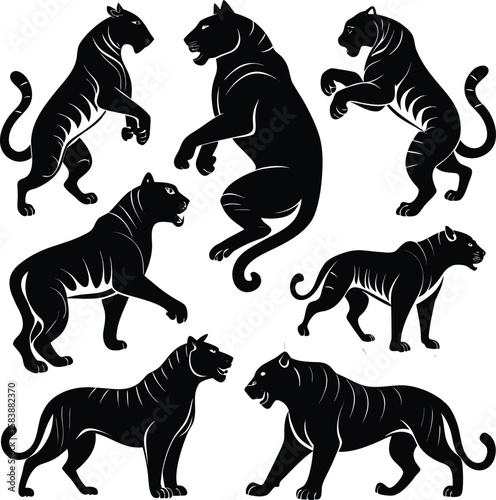 Black Panther Silhouette Set – Wild Cat Animal Poses Collection