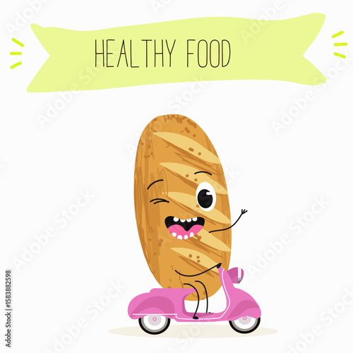 Baked food funny characters, hand drawn vector illustration.