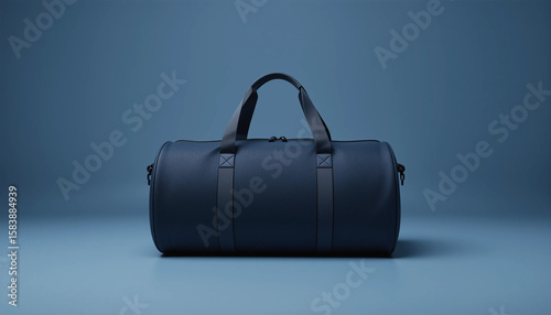 sleek dark blue duffle bag mockup on plain background – customizable travel, gym, or weekend bag for product showcase and branding