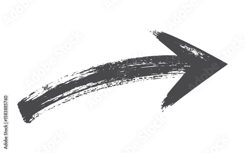 black paint brush hand drawn arrow in grunge style a careless stroke of paint	