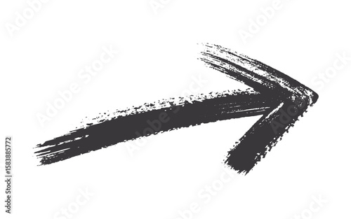 black paint brush hand drawn arrow in grunge style a careless stroke of paint	
