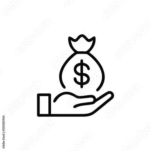 Hand Holding Money Bag Icon