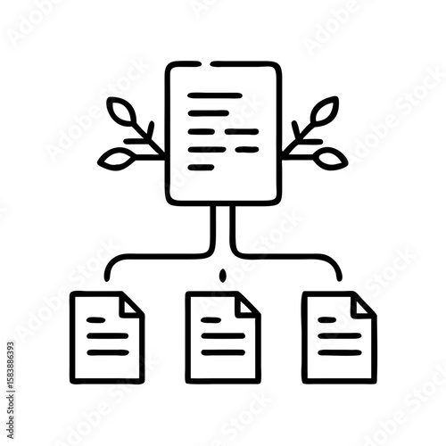 Document tree diagram illustrating data branching concept  
