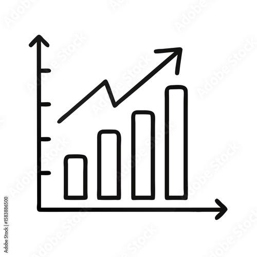 Growth graph with trending upwards bars and arrows for insurance concept  