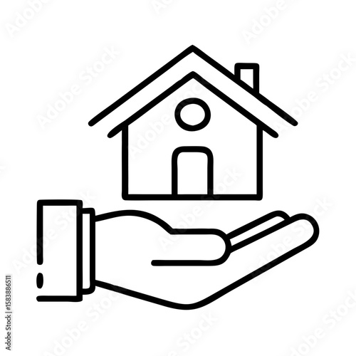 Hand holding house symbolizing home protection and security concept  