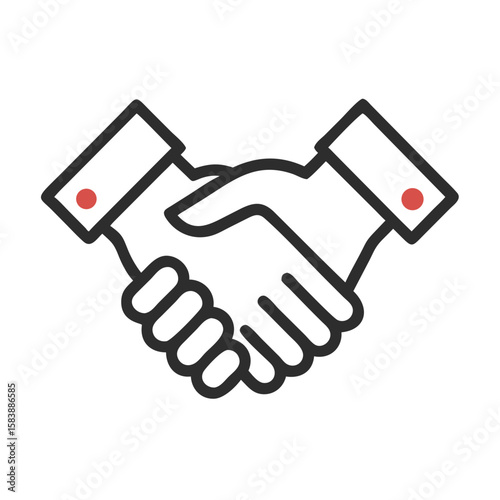 Hands shaking in agreement with business suit design and outline style  