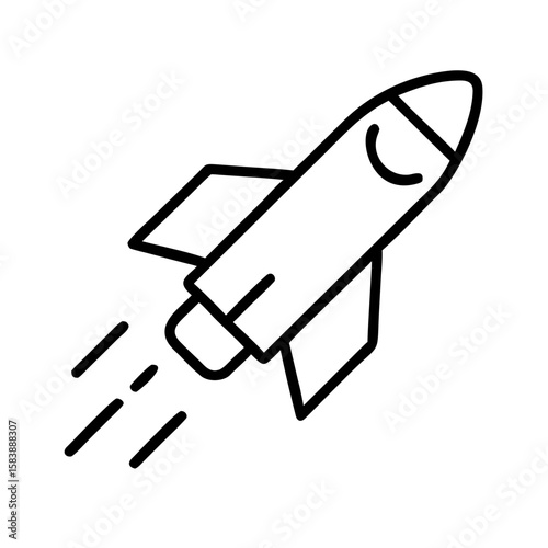 Simple rocket icon taking off with smoke trails  