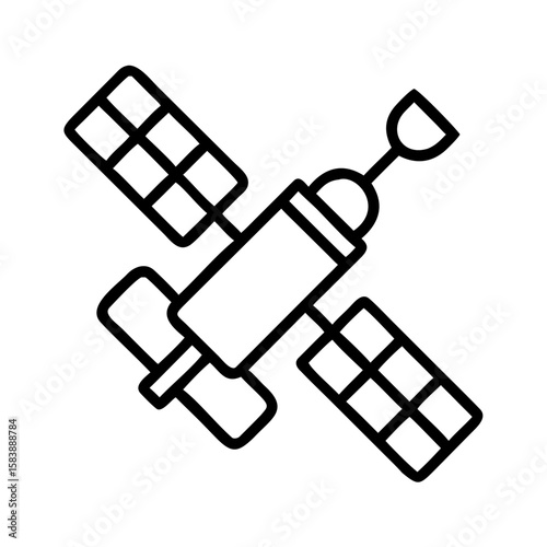Line art illustration of an orbital space station design  