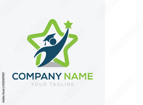 People star logo. Business team group reaching goal together logo vector design
