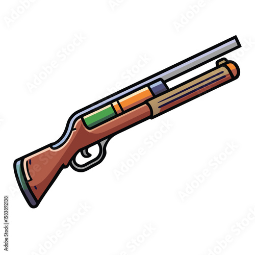 Cartoon Shotgun Illustration Exploring Weapon Design and Firearm Concept