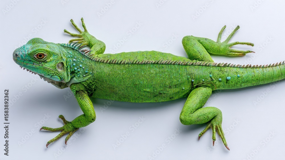 Fototapeta premium Close-up of a vibrant green lizard