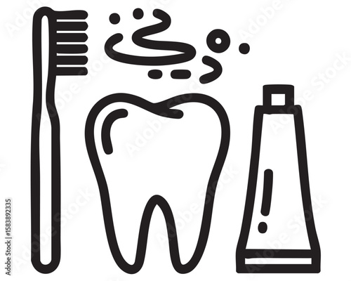 Toothbrush toothpaste and tooth dental hygiene vector