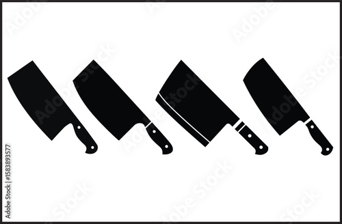 Meat Cleaver Kitchen Knife Icons 