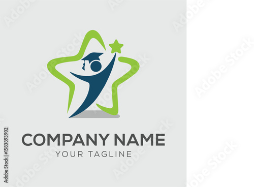 People star logo. Business team group reaching goal together logo vector design	