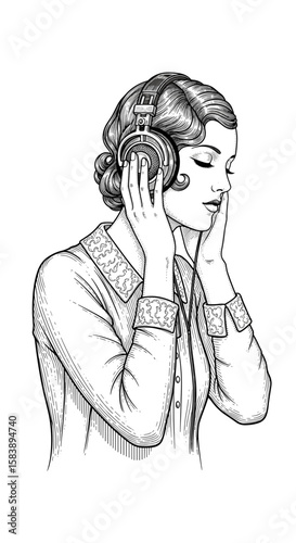 Woman enjoying music with headphones on, celebrating International Music Day  